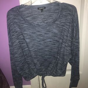 Tied Ruched Blue Sweater